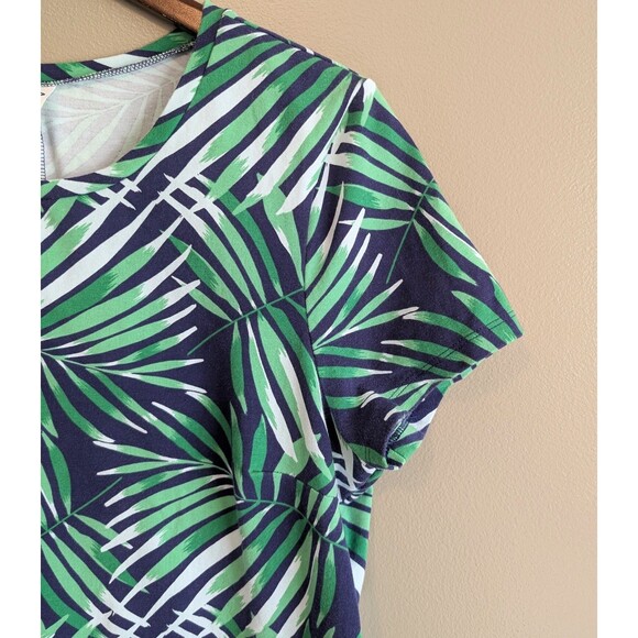 Old Navy Size Large Sleeveless Dress Womens Stretch Green Blue White Palm L SS - Picture 4 of 5